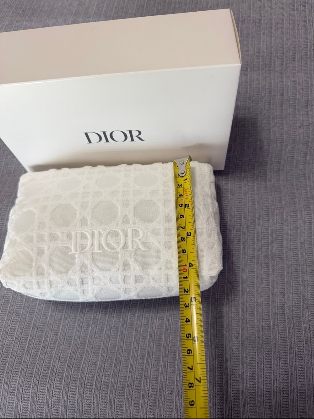 Dior White Textured Cosmetic Bag NWT - Picture 3 of 8